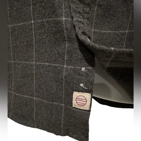 Marine Layer Mens Shirt Button Flannel Gray Windowpane Check Marge M/L - Picture 3 of 8